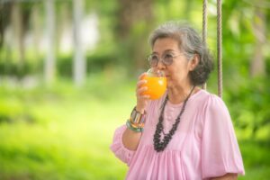 Drinking fruit juice
