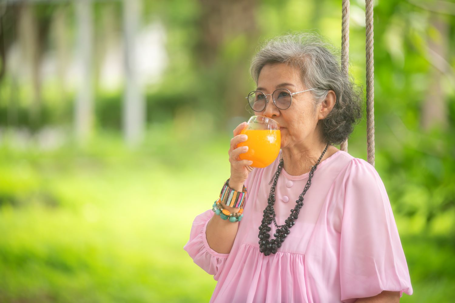 Drinking fruit juice